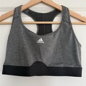 Adidas Women's Heathered Gray and Black Sports Bra